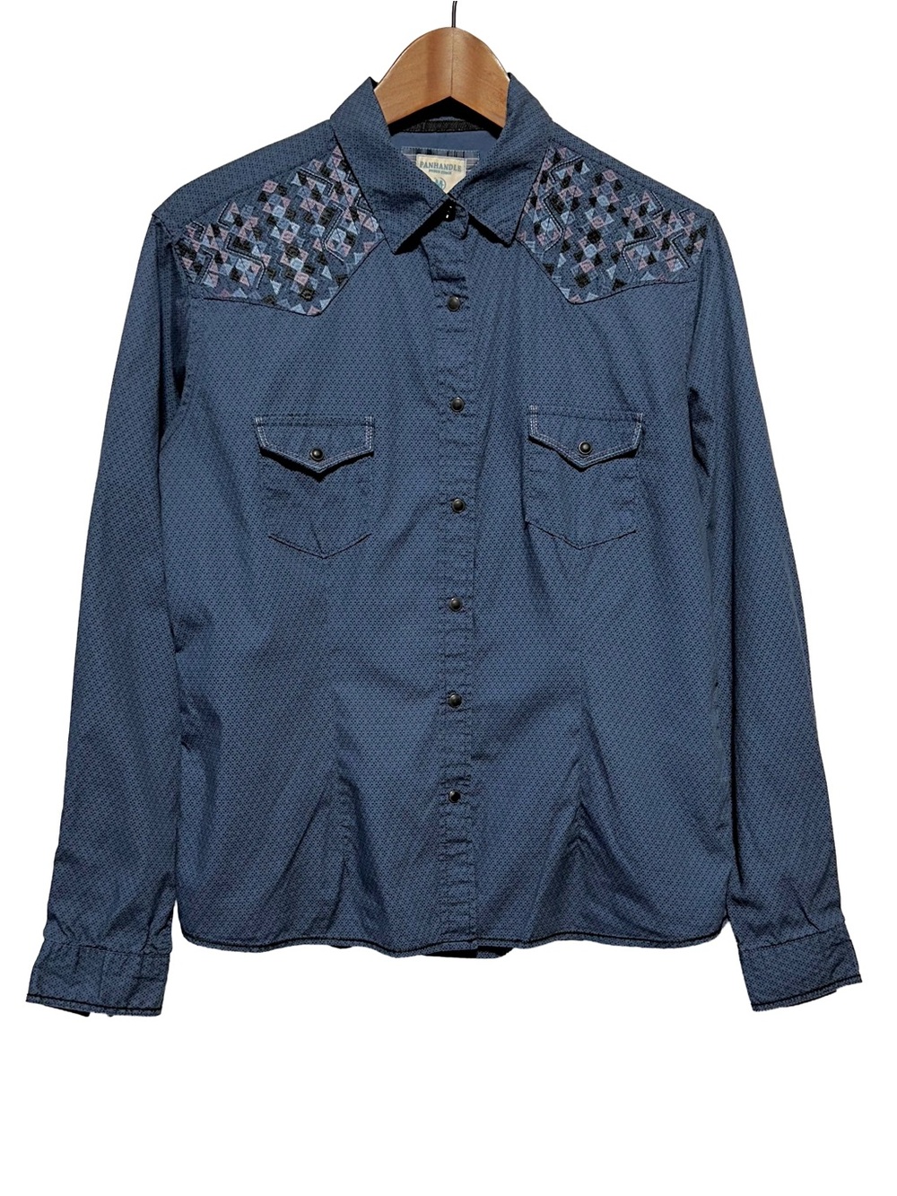 Panhandle Rough Stock Western Snap Shirt Embroidered Yoke Cowboy Rodeo Aztec M